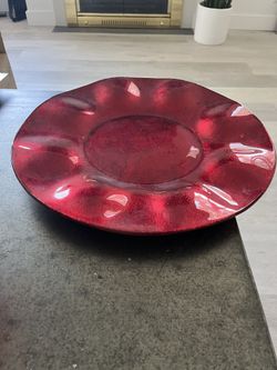 Red Home Decor - Platter, Vase, Leaf Serving Tray