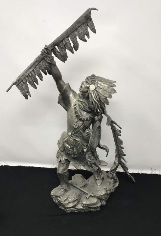 15” Pewter Sculpture “Blackfoot Chief” and Complete Collection Of 4” Warriors Of Various Tribes