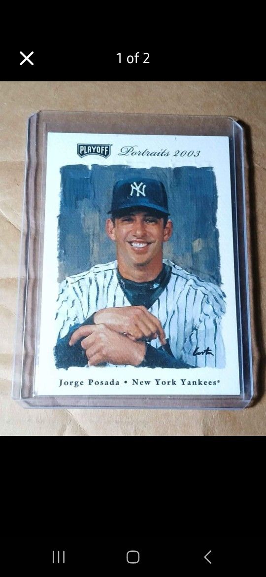 2003 Playoff Jorge Posada Potrait Error Card, Blank back