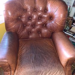 Leather Arm Chair And Ottoman