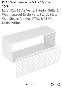 3767: New PTAC Wall Sleeve 42.5"L x 16.6"W x 15"H
Laser-Cut 96 Air Vents, Exterior Grille & Weatherproof Drain Hole, Sturdy Metal Wall Sleeve for Most
