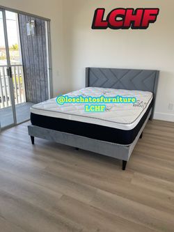 New Queen size bed frame with mattress