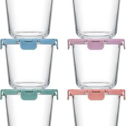 DRKIO 6 Pack Glass Baby Food Storage Containers - 4 Oz Baby Food Jars with Lids Baby Food Maker Microwave Dishwasher Freezer Safe 100% Leak Proof BPA 
