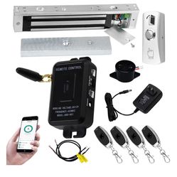 jasug Key Premium Smart APP Unlocking Access Control System Kit, Simplified Wiring Door Lock Set, with Remote Controllers / 617lbs Magnetic Lock/DC 12