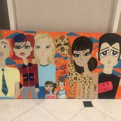 Original Large Oil Or Acrylic Painting Estate Sale Vintage 