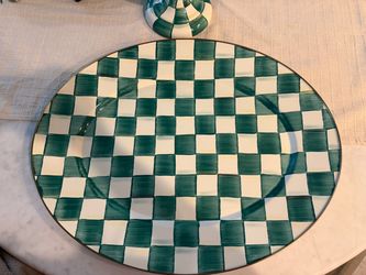 Mackenzie Childs Emerald Check Large Oval Platter