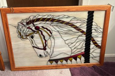 Stained Glass Carousel Horse Panel