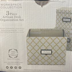 Workspace collection, three-piece artisan desk, organization set