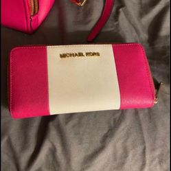 Pink And White Michael Kors Bag And Wallet