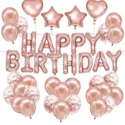 50pc Rose Gold Birthday Party Balloons Happy Birthday Letter Foil Decoration