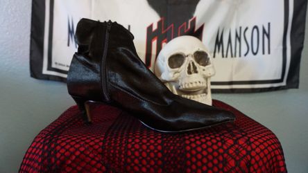 Bonbon Sock Satin Ankle Boots Size10