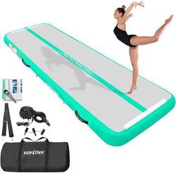 All Purpose 6.6 FT Gymnastics Mat Sturdy Inflatable Tumble Track for Home/Gym, CYAN *New*