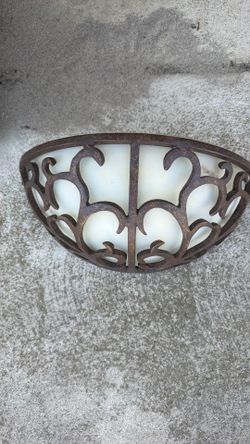 Light Wall Sconce with Amber Frost Glass, Peruvian Bronze