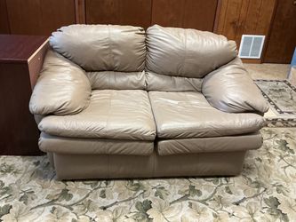 Tan Leather Loveseat