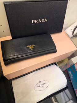 Prada Black Leather Continental Wallet
