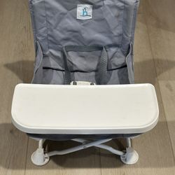 Hiccapop OmniBoost Travel Booster Seat with Tray for Baby, Dining Table, Camping, Beach, Grandma’s | Folding Portable Tip-Free Design Straps to Kitche