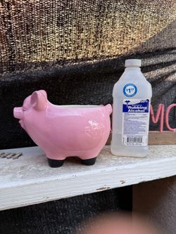 Pink Ceramic Pig Planter