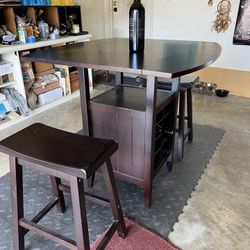 Bar table double as wine rack
