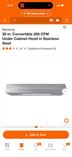 30 in. Convertible 200 CFM Under Cabinet Hood in Stainless Steel