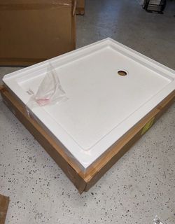 48”X36” Shower Base Pan Stand Up Corner Right Drain in white