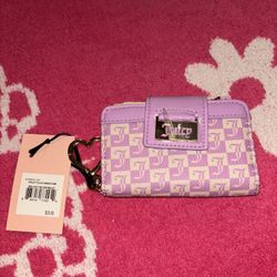 NWT Juicy Couture Miss Juicy Tab Card Wallet - Violet Tulle / Sand