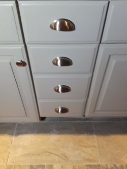 Brushed nickel pulls