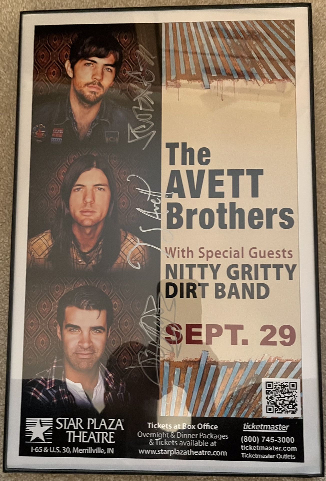 AVETT BROTHERS TOUR CONCERT AUTOGRAPHED TOUR POSTER MINT CONDITION