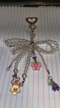 Cute handmade keychain with heart shape clip