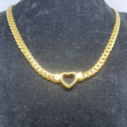 18K GOLD PLATED STAINLESS STEEL HEART CHOKER