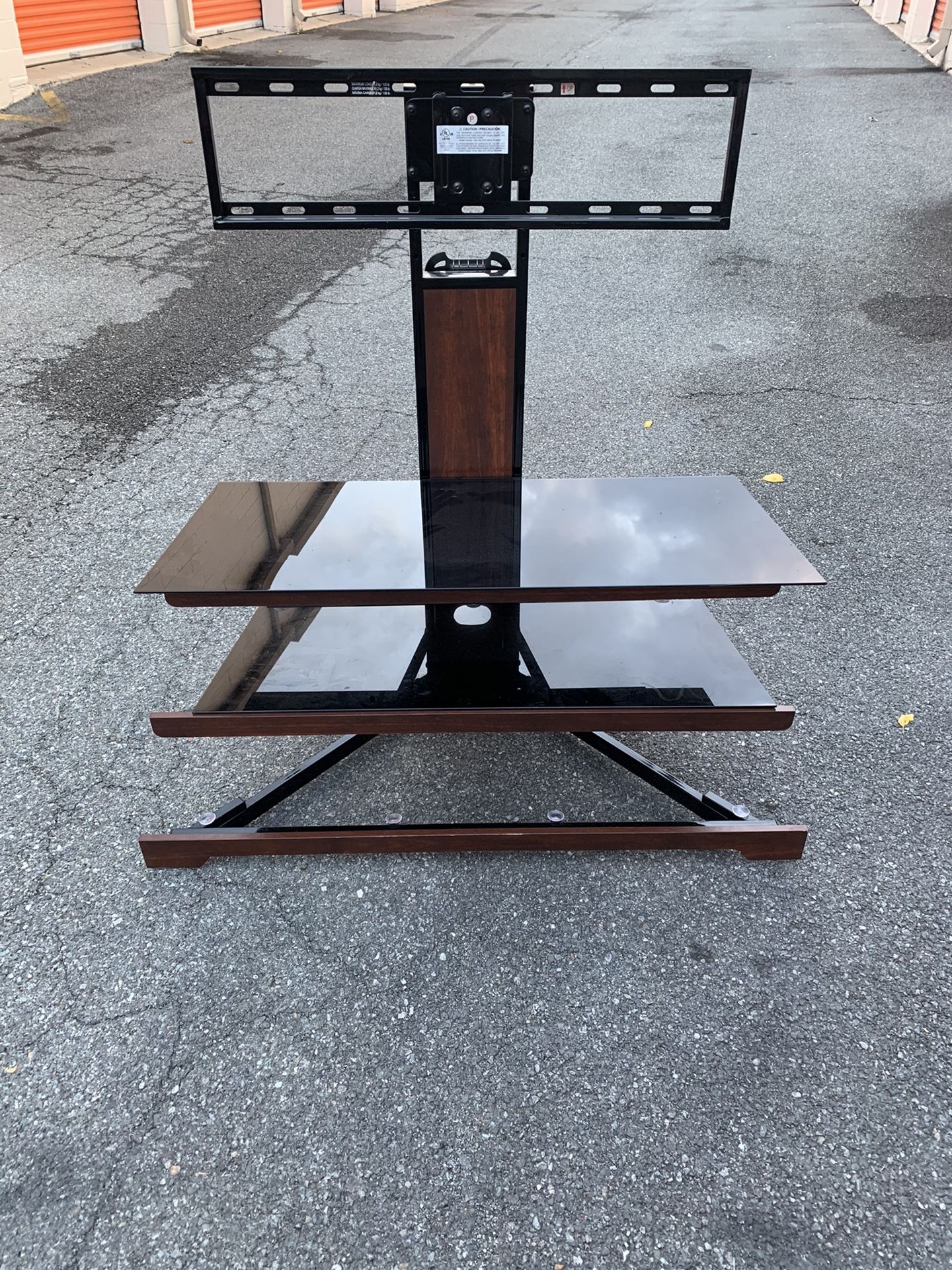 Beautiful metal tv stand with glass shelves
