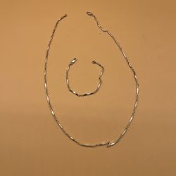 Sterling Silver Necklace And Bracelet/extender