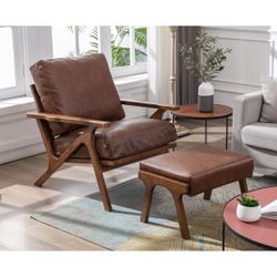 Vegan Leather Armchair + Ottoman