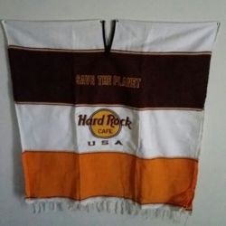 Collectible SAVE THE PLANET Hard Rock Cafe USA Sarape Saltillo Poncho With Fringes, Sarape Poncho Jorongo Con Barbas