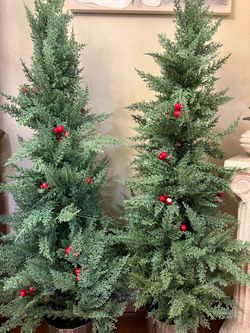 Christmas Trees with Red Berries – Set of 2