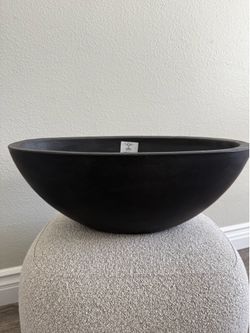 Black Oval Concrete Planter Bowl