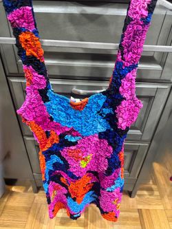 Multicolor Smocked Mini Dress MARA HOFFMAN NWT