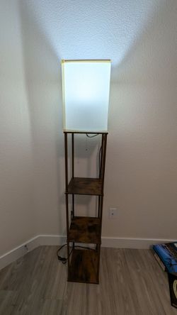 Floor Lamp with Built-In Shelves – Storage & Lighting