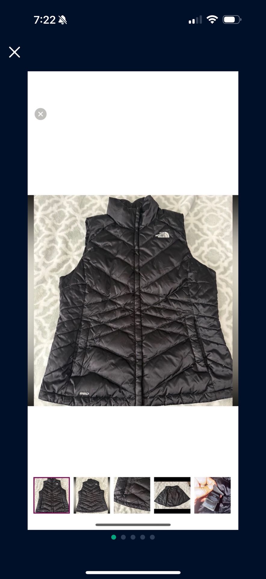 Women's Black Puffer Vest Large North Face