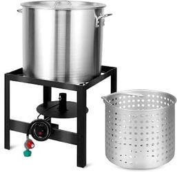 Seafood Boil Kit, Featuring a Propane Burner, Propane Regulator, and a 80QT Pot with Basket, Built for Heavy-Duty Outdoor Use for Hotel Catering,Crawf