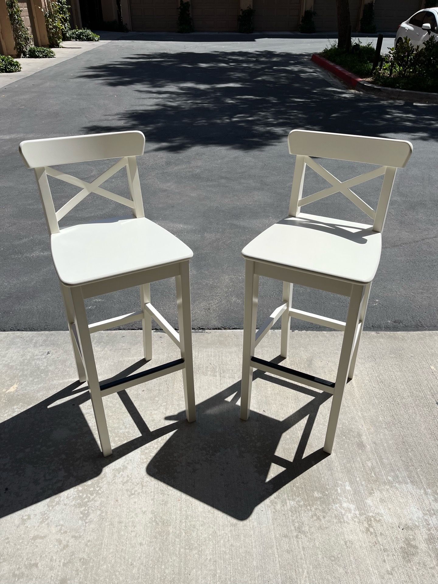 2x IKEA Ingolf Tall Bar Stool with Backrest