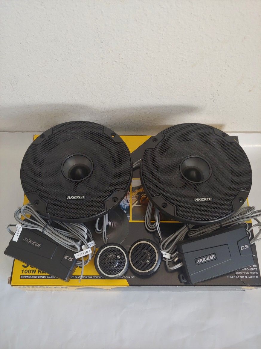KICKER 1 PAIR 6.5" 300 WATTS COMPONENT SET WITH CROSSOVER CAR SPEAKER ( BRAND NEW PRICE IS LOWEST INSTALL NOT AVAILABLE )