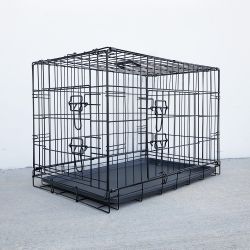 $40 (New) Folding 30” dog cage 2-door folding pet crate kennel w/ tray 30”x18”x20”