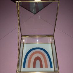 Vintage Glass Display Box With Rainbow- Like New 