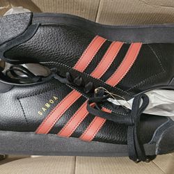 New Adidas Samoa Sneaker In Black/red Mens Size 9.5