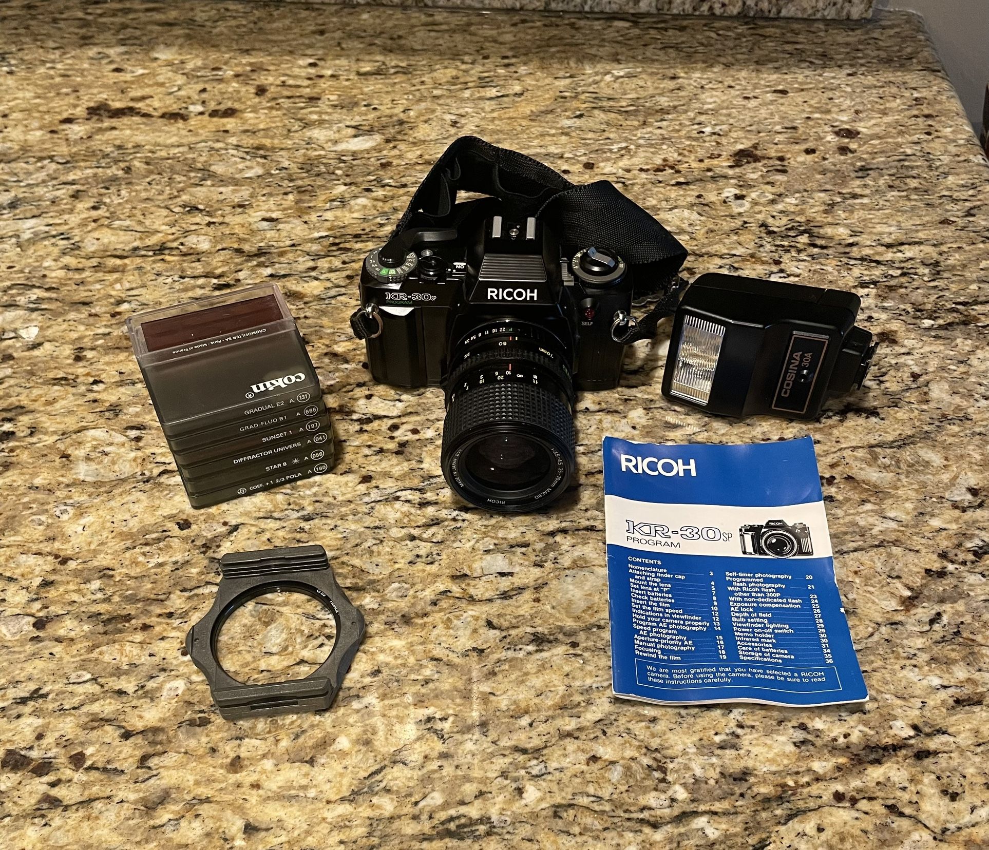 Ricoh KR-30SP 35mm Camera With Accessories