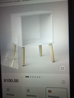 White Nightstand with Wood Legs