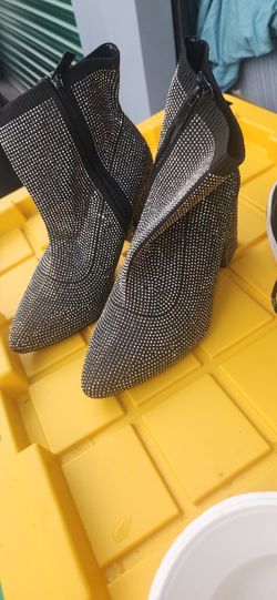 Rhinestone Black Boots Size 9