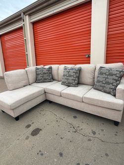 FREE DELIVERY - Small Light Tan Sectional Sofa Couch!