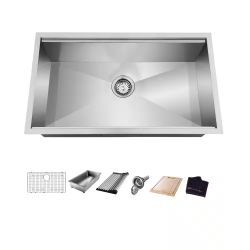  Top Rated Zero Radius 30 in. Undermount Single Bowl 18 Gauge Stainless Steel Kitchen Sink with Accessories