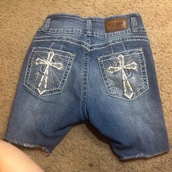Y2K Cross jean shorts